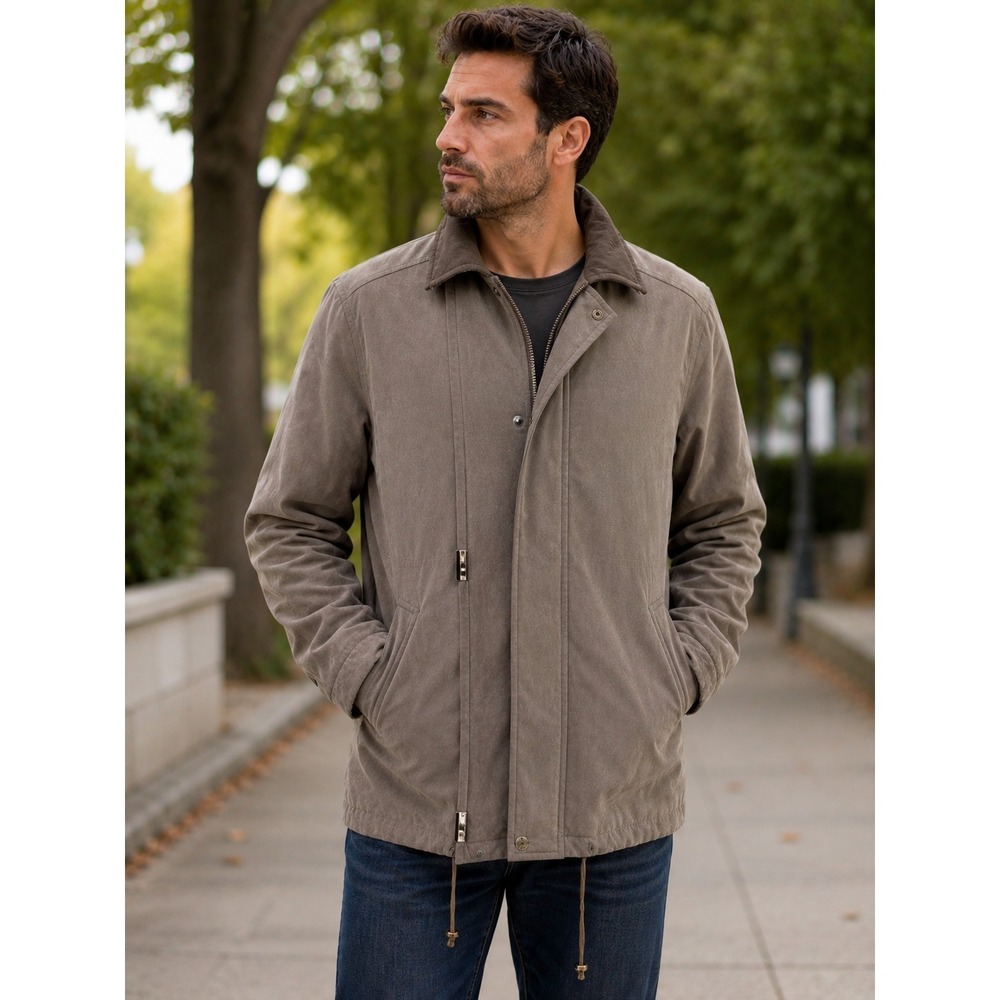 FS Limited Utility Jacket Fleece Lined Taupe Full Zip Coat Mens Medium Polyester